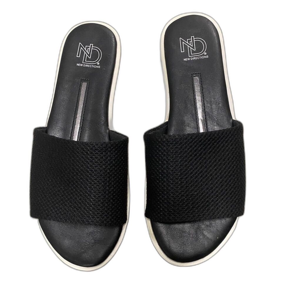 New Directions Sergia Comfortabnle Black Mesh Slides Women's Size 7.5